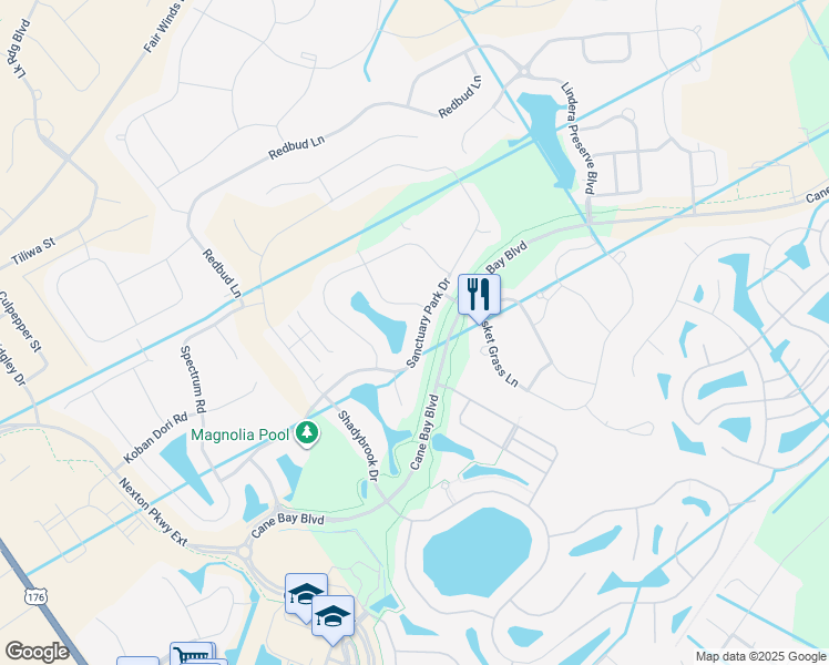 map of restaurants, bars, coffee shops, grocery stores, and more near 360 Sanctuary Park Drive in Summerville