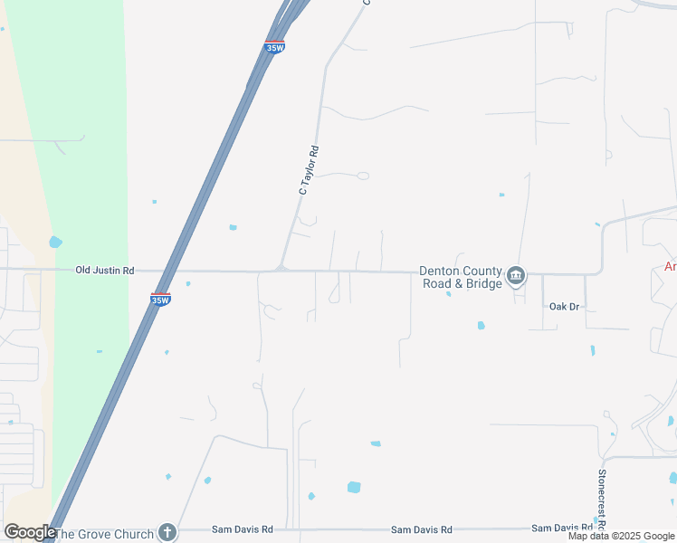 map of restaurants, bars, coffee shops, grocery stores, and more near Old Justin Road in Argyle
