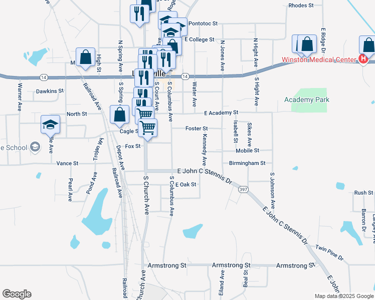 map of restaurants, bars, coffee shops, grocery stores, and more near 507 South Columbus Avenue in Louisville
