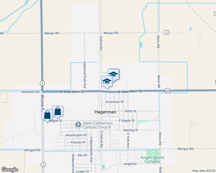 map of restaurants, bars, coffee shops, grocery stores, and more near 400-498 North Cambridge Avenue in Hagerman