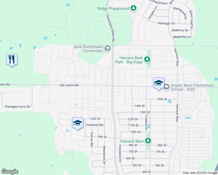 map of restaurants, bars, coffee shops, grocery stores, and more near 1620 Canary Lane in Bartonville