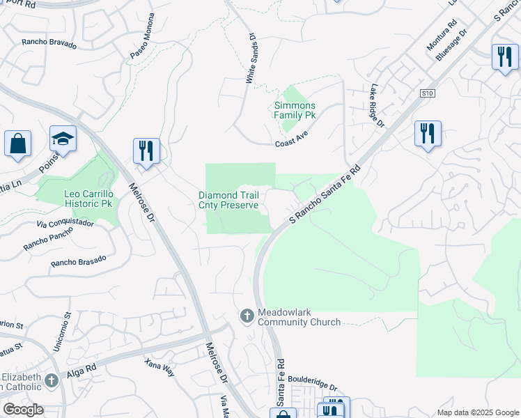 map of restaurants, bars, coffee shops, grocery stores, and more near 1607 Brighton Glen Road in San Marcos
