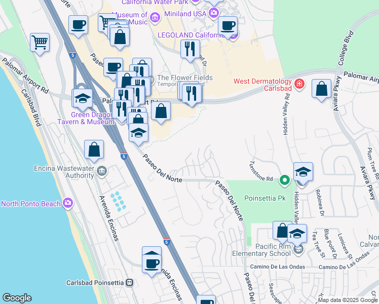 map of restaurants, bars, coffee shops, grocery stores, and more near 994 Sea Cliff Drive in Carlsbad