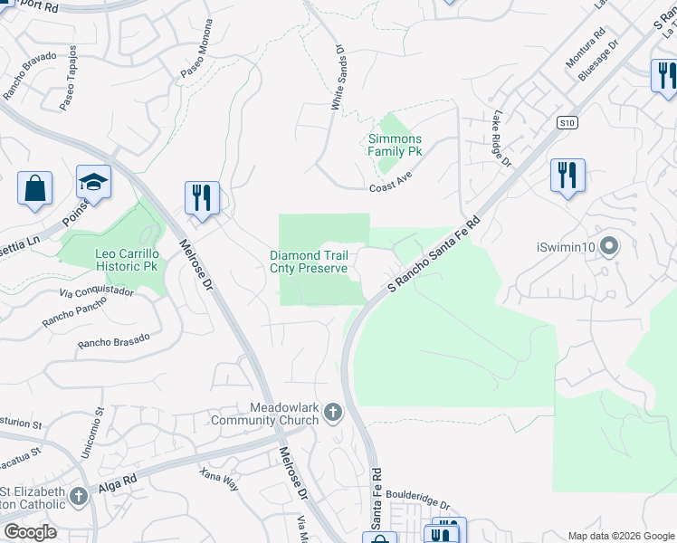map of restaurants, bars, coffee shops, grocery stores, and more near 1607 Brighton Glen Road in San Marcos