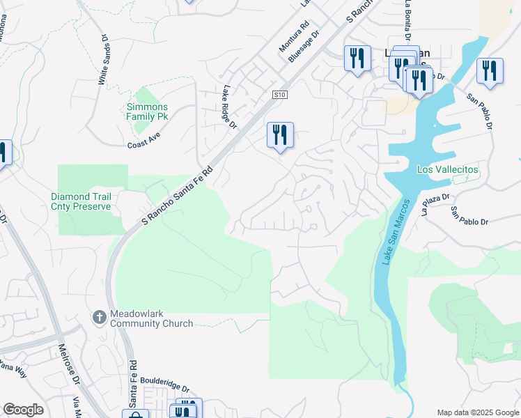 map of restaurants, bars, coffee shops, grocery stores, and more near 1273 Camino Lorado in San Marcos