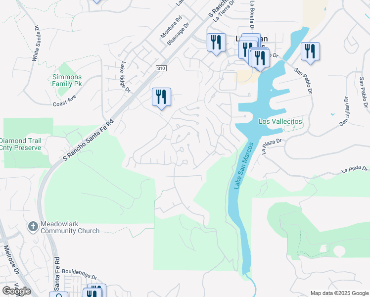 map of restaurants, bars, coffee shops, grocery stores, and more near 1218 Via Apuesto in San Marcos