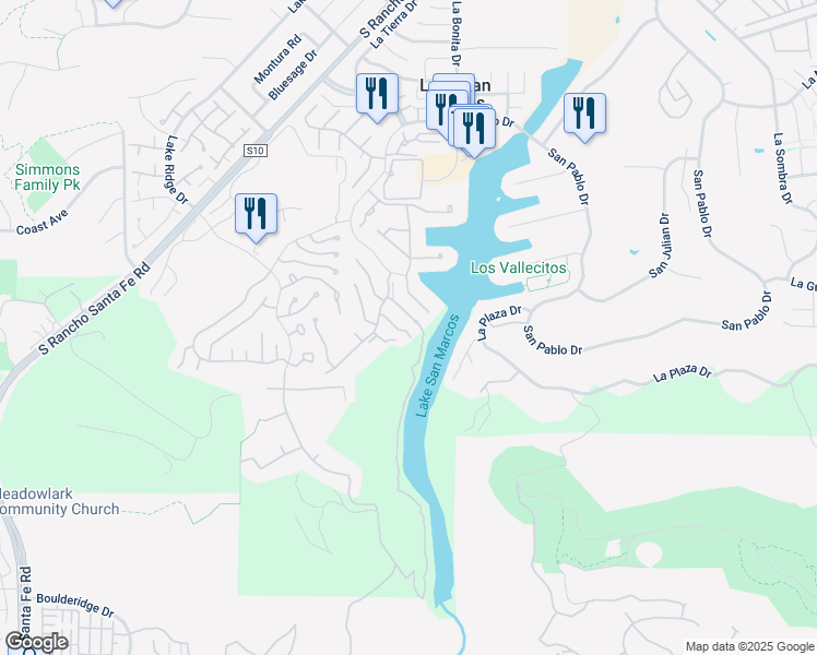 map of restaurants, bars, coffee shops, grocery stores, and more near 1520 Via Risa in San Marcos