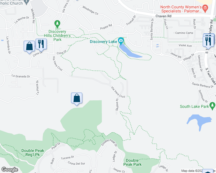 map of restaurants, bars, coffee shops, grocery stores, and more near 1148 Via Vera Cruz in San Marcos
