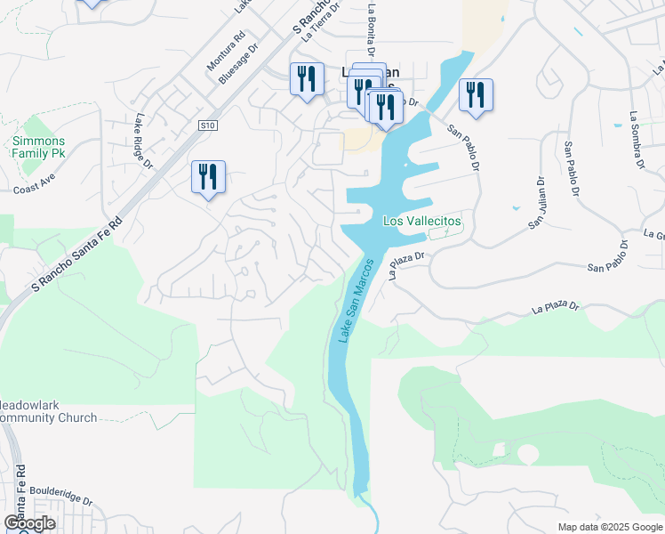 map of restaurants, bars, coffee shops, grocery stores, and more near 1520 Via Risa in San Marcos