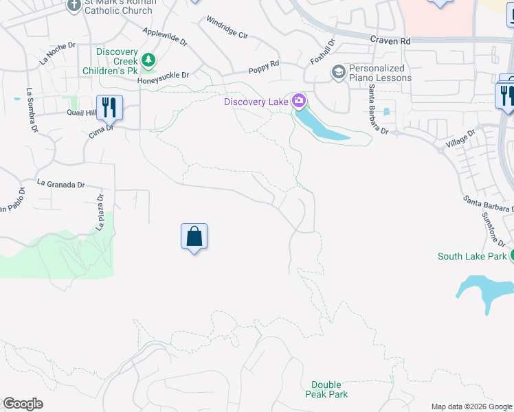 map of restaurants, bars, coffee shops, grocery stores, and more near 1138 Via Vera Cruz in San Marcos