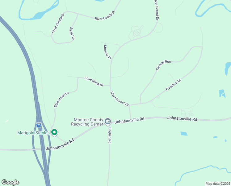 map of restaurants, bars, coffee shops, grocery stores, and more near 107 River Forest Drive in Forsyth