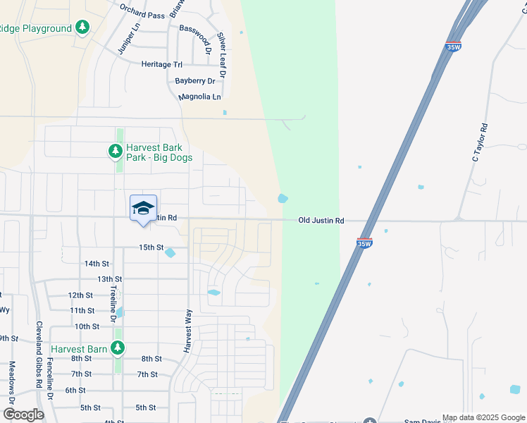 map of restaurants, bars, coffee shops, grocery stores, and more near 1460 Old Justin Road in Argyle