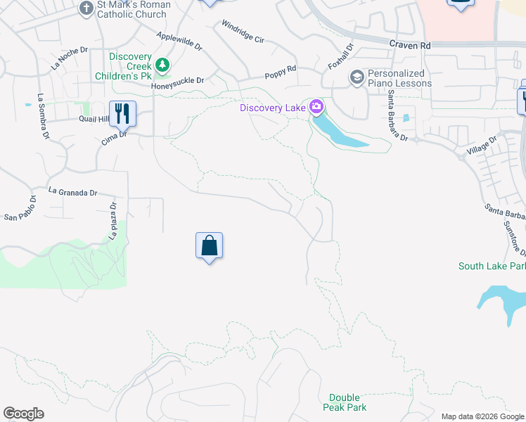 map of restaurants, bars, coffee shops, grocery stores, and more near 1138 Via Vera Cruz in San Marcos