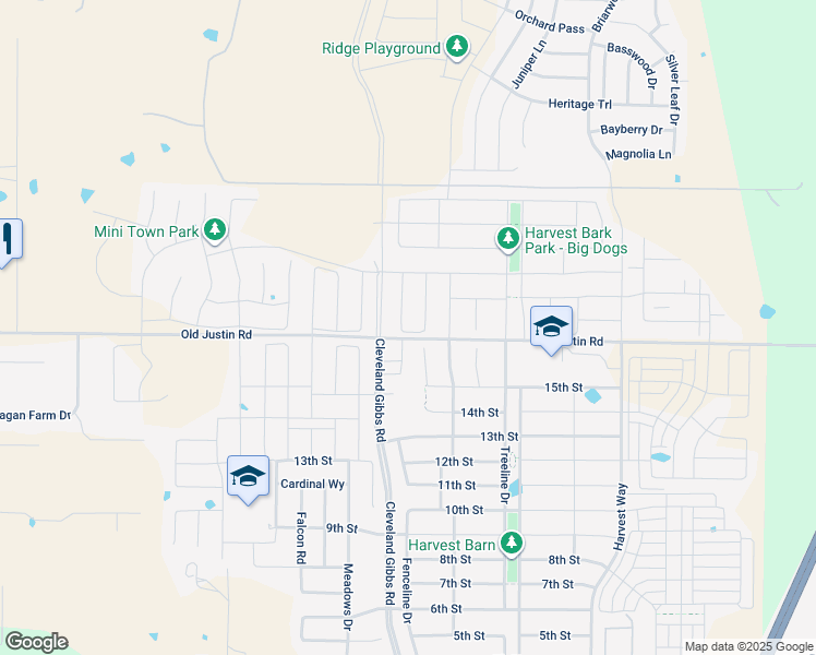 map of restaurants, bars, coffee shops, grocery stores, and more near 1609 Moss Trail Court in Denton County