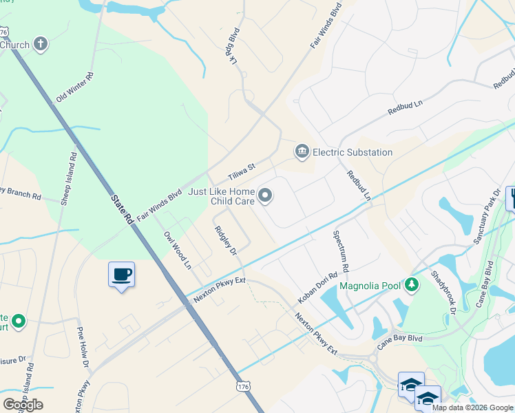 map of restaurants, bars, coffee shops, grocery stores, and more near 278 Witch Hazel Street in Summerville