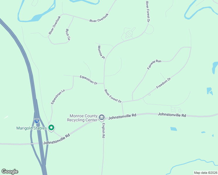map of restaurants, bars, coffee shops, grocery stores, and more near 107 River Forest Drive in Forsyth