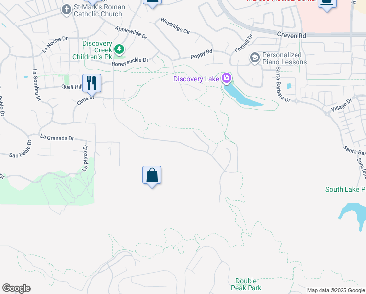 map of restaurants, bars, coffee shops, grocery stores, and more near 1122 Via Vera Cruz in San Marcos