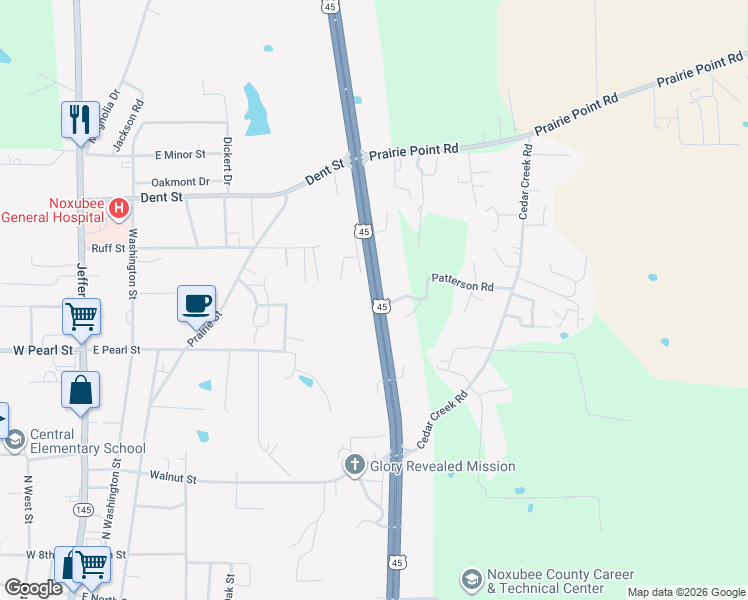 map of restaurants, bars, coffee shops, grocery stores, and more near U.S. 45 in Macon