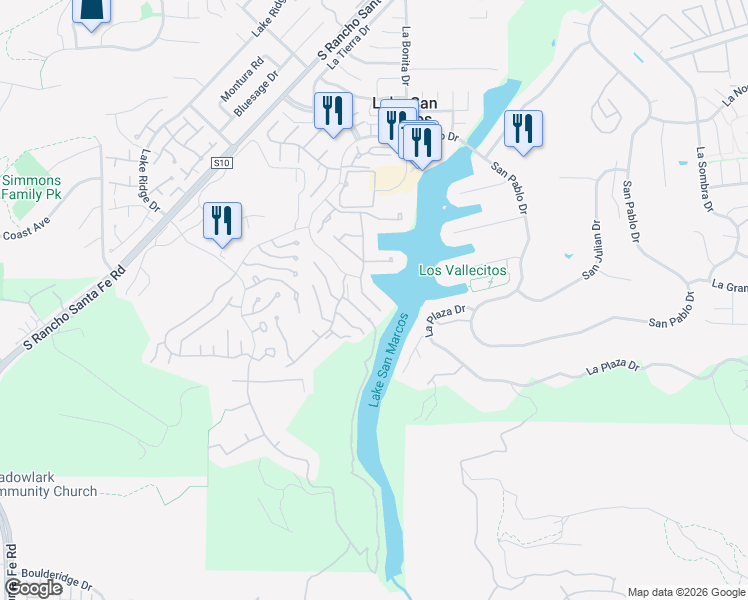 map of restaurants, bars, coffee shops, grocery stores, and more near 1443 Camino De Vela in San Marcos