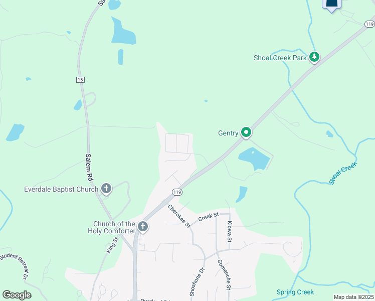 map of restaurants, bars, coffee shops, grocery stores, and more near 1523 Cobblestone Lane in Montevallo