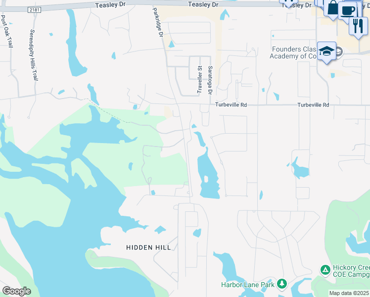 map of restaurants, bars, coffee shops, grocery stores, and more near 8039 Sycamore Bend Road in Hickory Creek