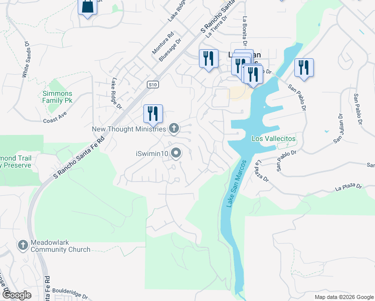 map of restaurants, bars, coffee shops, grocery stores, and more near 1206 Rue Saint Martin in San Marcos