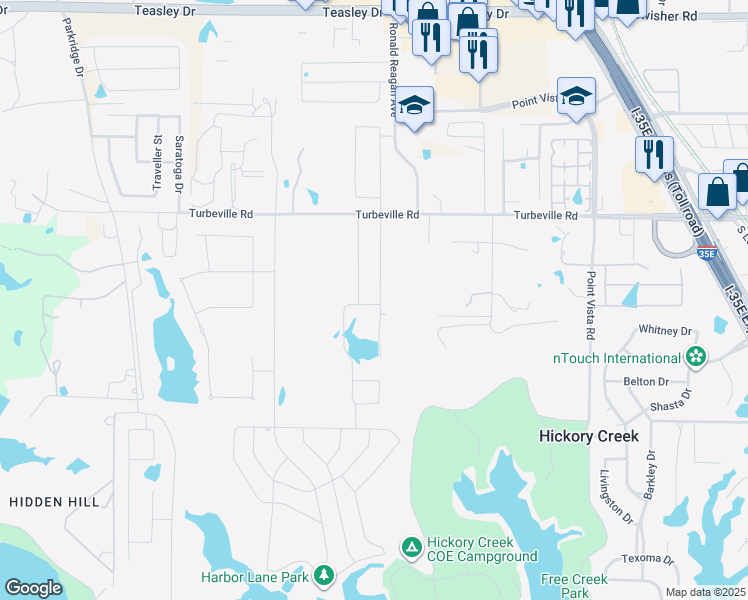 map of restaurants, bars, coffee shops, grocery stores, and more near 136 Shady Glen Drive in Hickory Creek