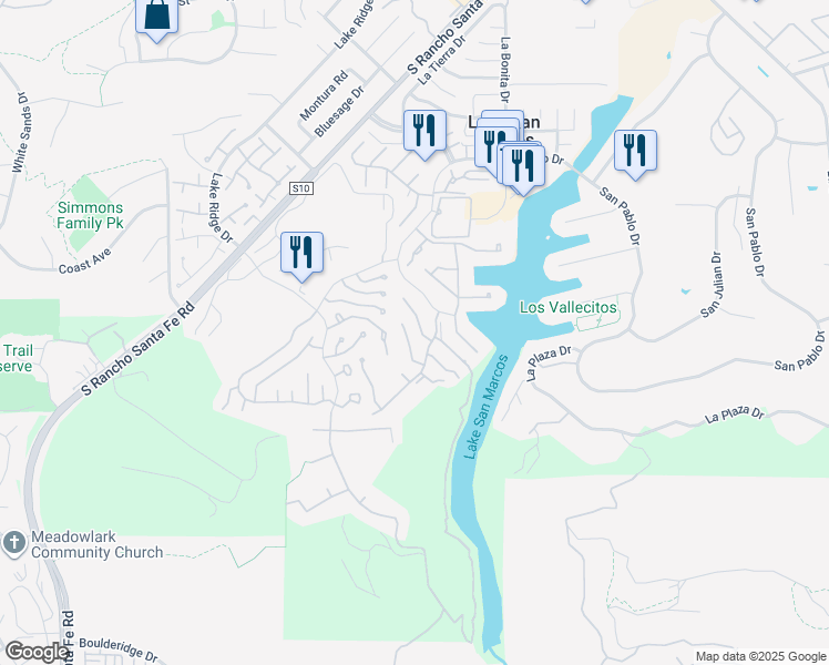 map of restaurants, bars, coffee shops, grocery stores, and more near 1652 Via Ocioso in San Marcos
