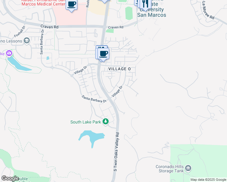 map of restaurants, bars, coffee shops, grocery stores, and more near 823 Almond Drive in San Marcos