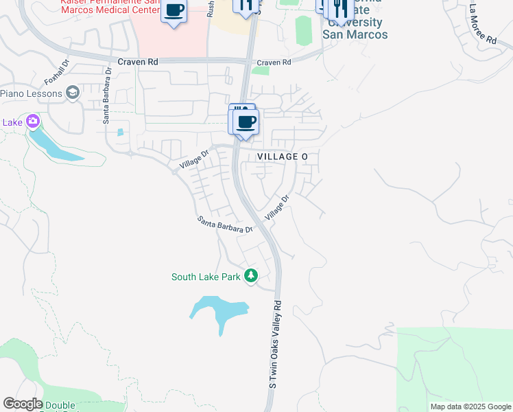 map of restaurants, bars, coffee shops, grocery stores, and more near 728 Kellogg Street in San Marcos