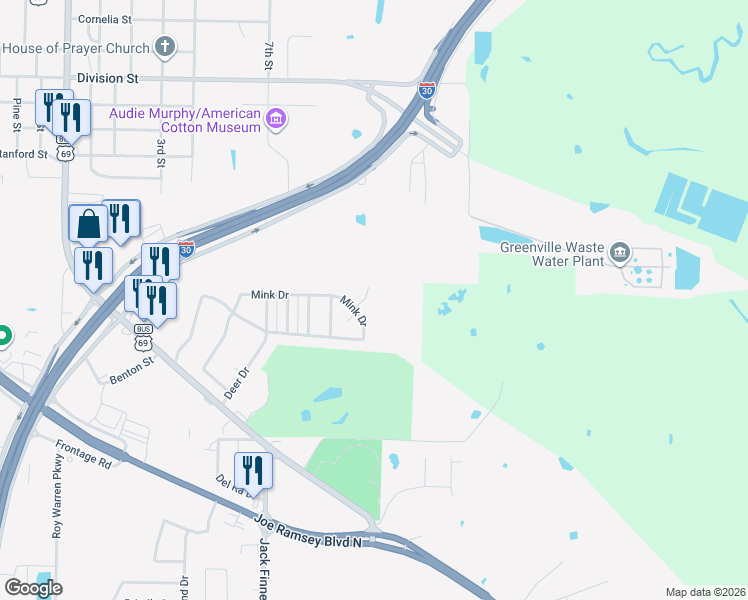 map of restaurants, bars, coffee shops, grocery stores, and more near 5027 Lacy Lane in Greenville