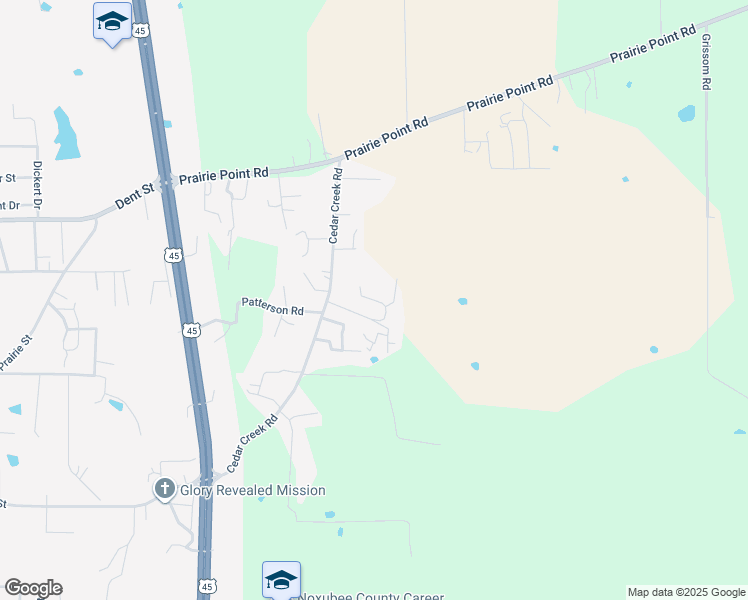 map of restaurants, bars, coffee shops, grocery stores, and more near Oliver Road in Noxubee County