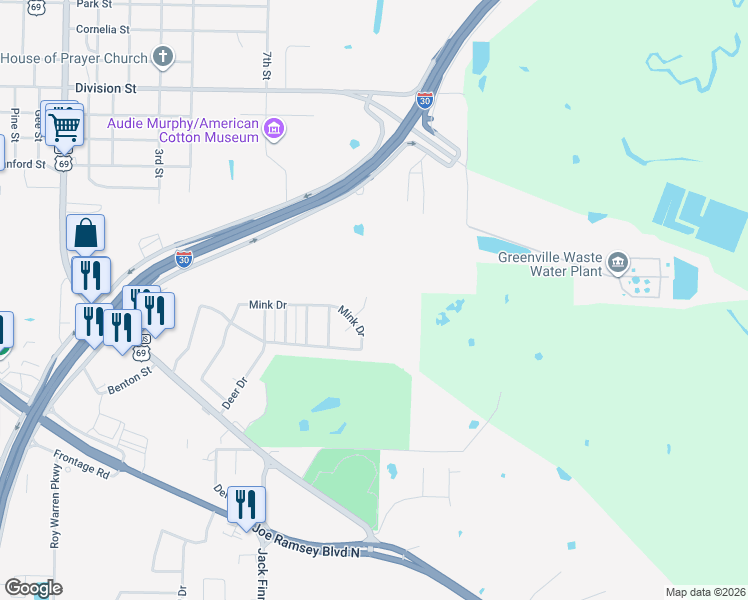 map of restaurants, bars, coffee shops, grocery stores, and more near 5027 Lacy Lane in Greenville