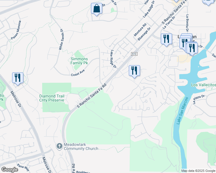 map of restaurants, bars, coffee shops, grocery stores, and more near 1518 Camino Linda Drive in San Marcos