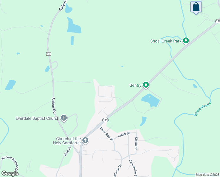 map of restaurants, bars, coffee shops, grocery stores, and more near 1523 Cobblestone Lane in Montevallo