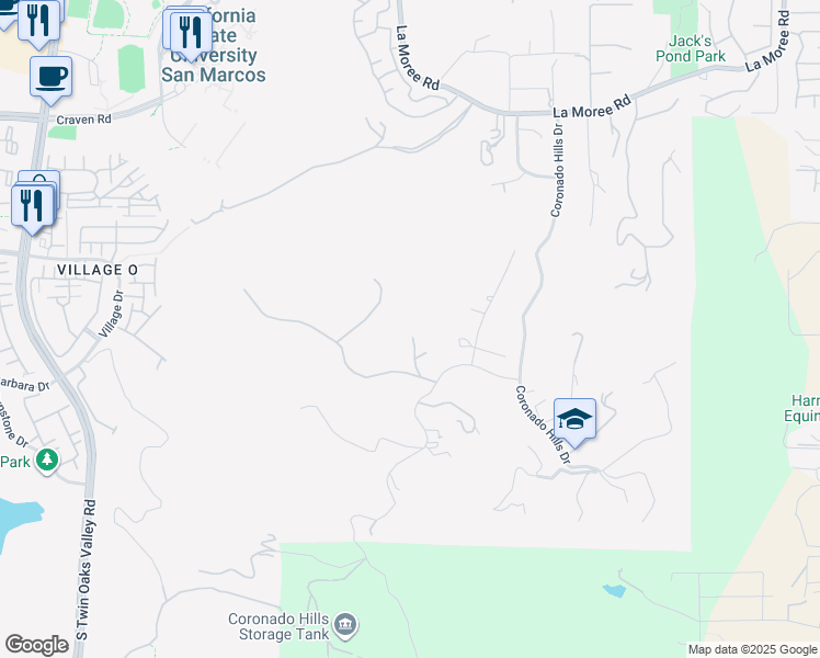 map of restaurants, bars, coffee shops, grocery stores, and more near 859 Cocos Drive in San Marcos