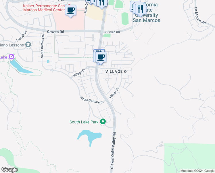 map of restaurants, bars, coffee shops, grocery stores, and more near 707 Hatfield Drive in San Marcos