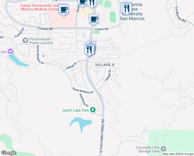 map of restaurants, bars, coffee shops, grocery stores, and more near 701 Hatfield Drive in San Marcos