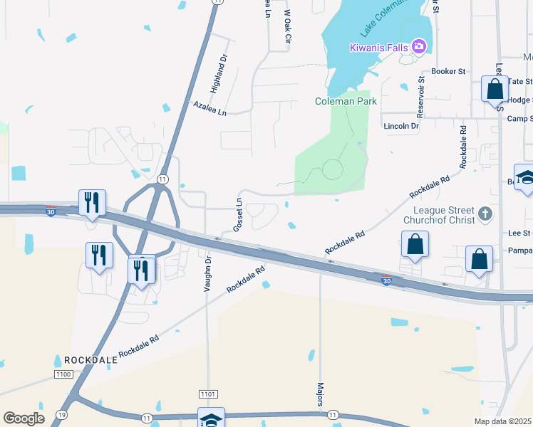 map of restaurants, bars, coffee shops, grocery stores, and more near 668 Gossett Lane in Sulphur Springs