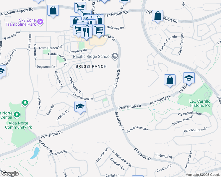 map of restaurants, bars, coffee shops, grocery stores, and more near 2783 Palmetto Drive in Carlsbad