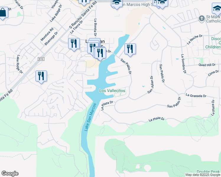 map of restaurants, bars, coffee shops, grocery stores, and more near 1454 La Loma Drive in San Marcos