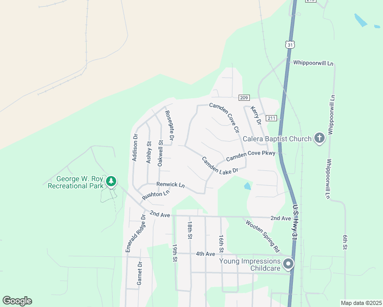 map of restaurants, bars, coffee shops, grocery stores, and more near 126 Hermitage Lane in Calera