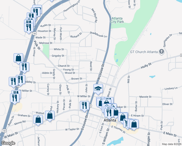 map of restaurants, bars, coffee shops, grocery stores, and more near 100 Reed Street in Atlanta