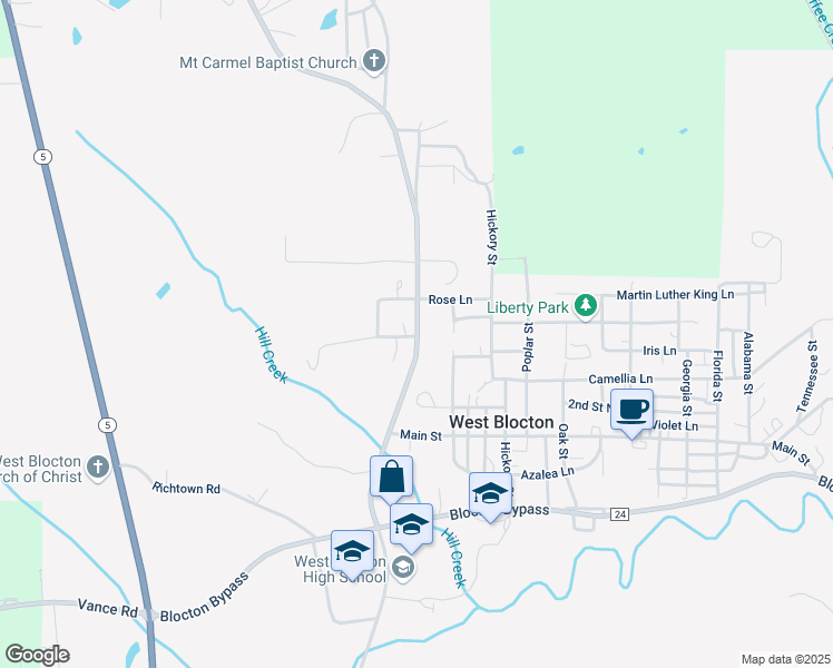 map of restaurants, bars, coffee shops, grocery stores, and more near 4721 Truman Aldrich Parkway in West Blocton