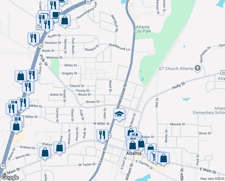 map of restaurants, bars, coffee shops, grocery stores, and more near 100-638 Reed Street in Atlanta