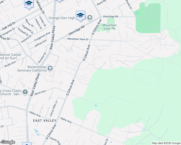 map of restaurants, bars, coffee shops, grocery stores, and more near 1480 South Citrus Avenue in Escondido