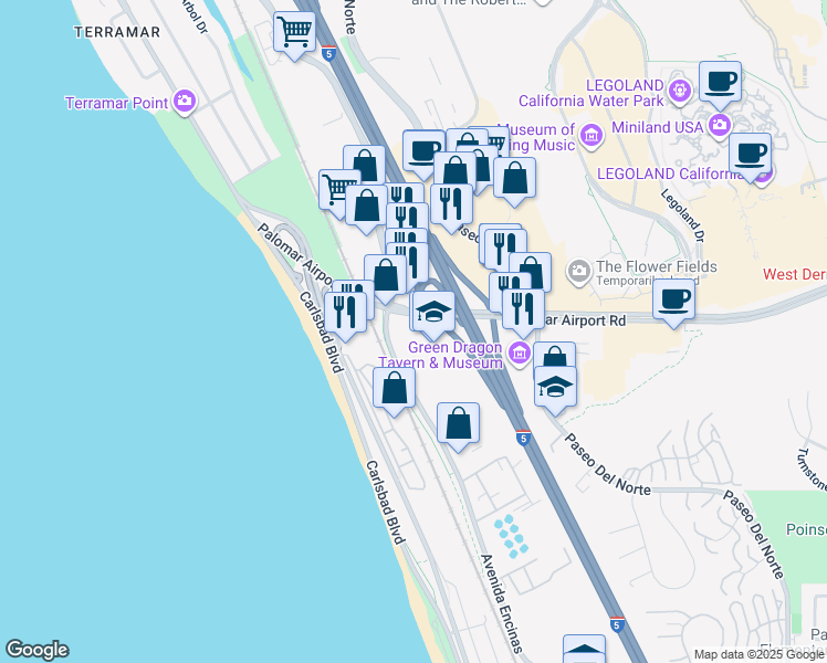 map of restaurants, bars, coffee shops, grocery stores, and more near 701 County Highway S12 in Carlsbad