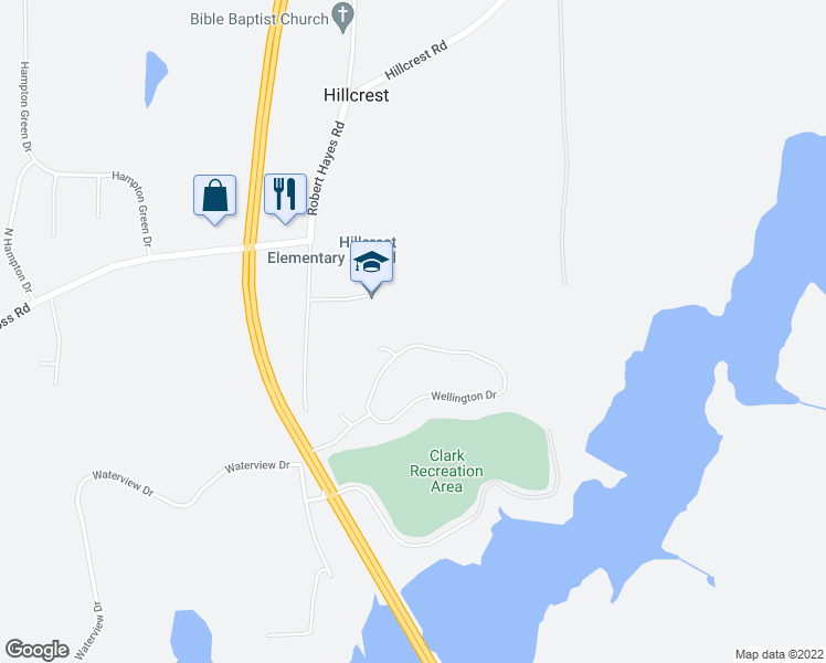 map of restaurants, bars, coffee shops, grocery stores, and more near 129 Wellington Drive in LaGrange