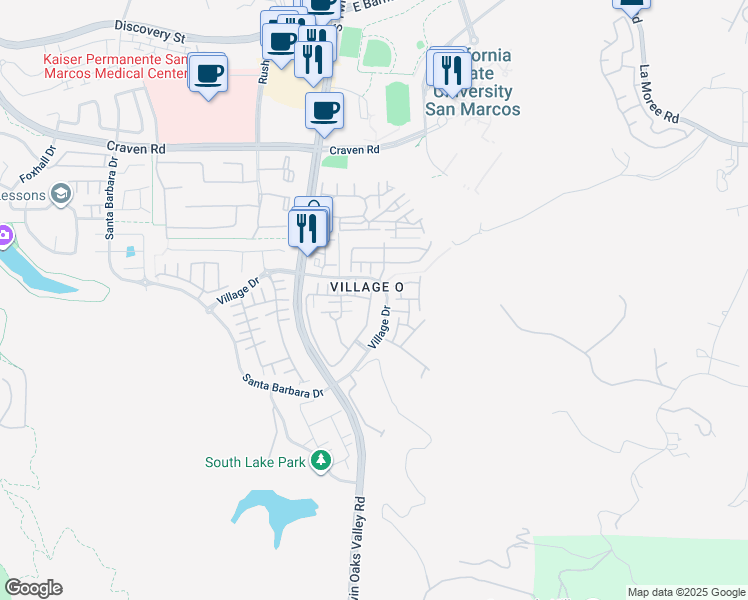 map of restaurants, bars, coffee shops, grocery stores, and more near 441 Almond Road in San Marcos