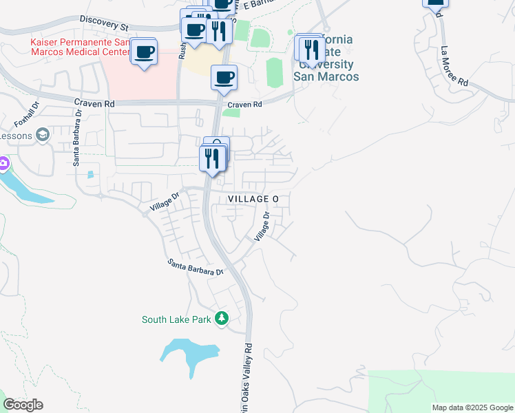 map of restaurants, bars, coffee shops, grocery stores, and more near 442 Almond Road in San Marcos